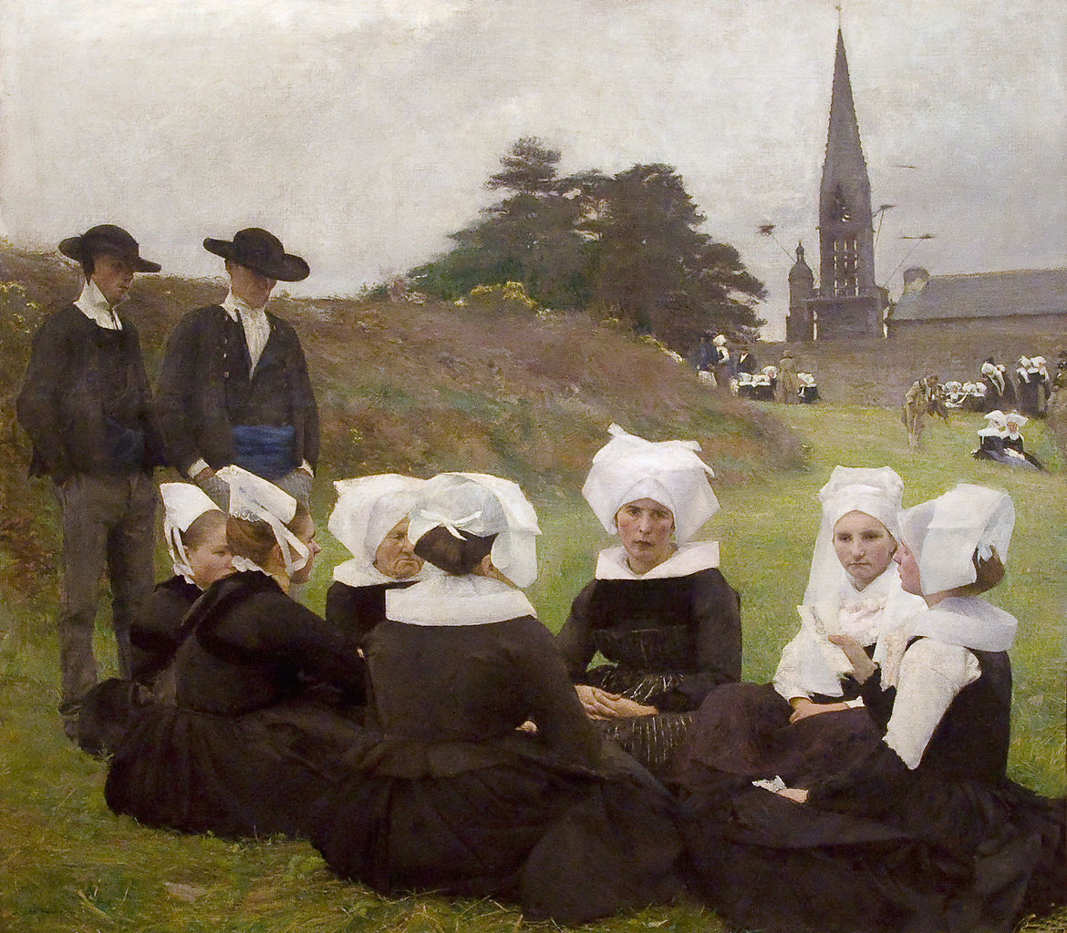 Breton Women at a Pardon, vintage artwork by Pascal Dagnan-Bouveret, 12x8" (A4) Poster