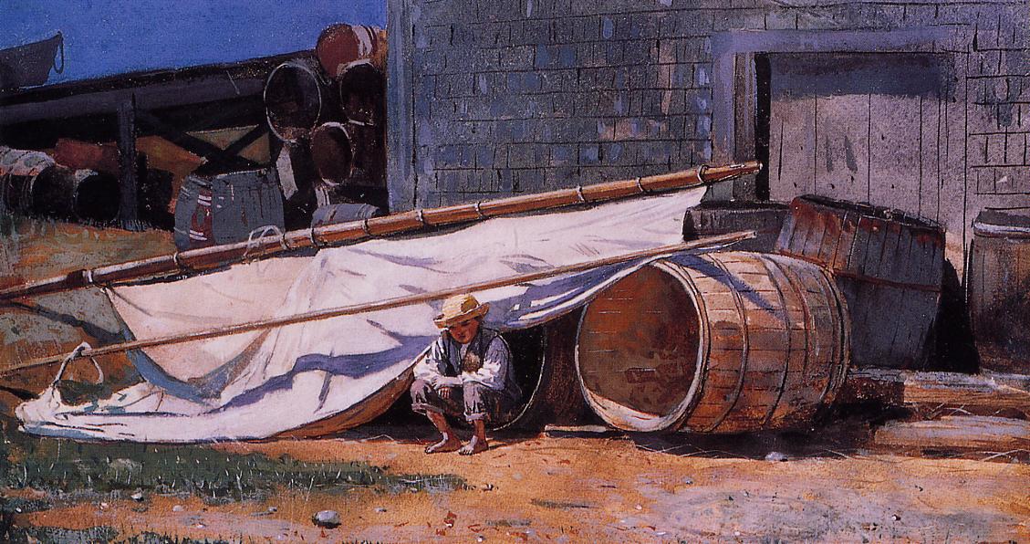 Boy in a Boatyard, vintage artwork by Winslow Homer, 12x8" (A4) Poster