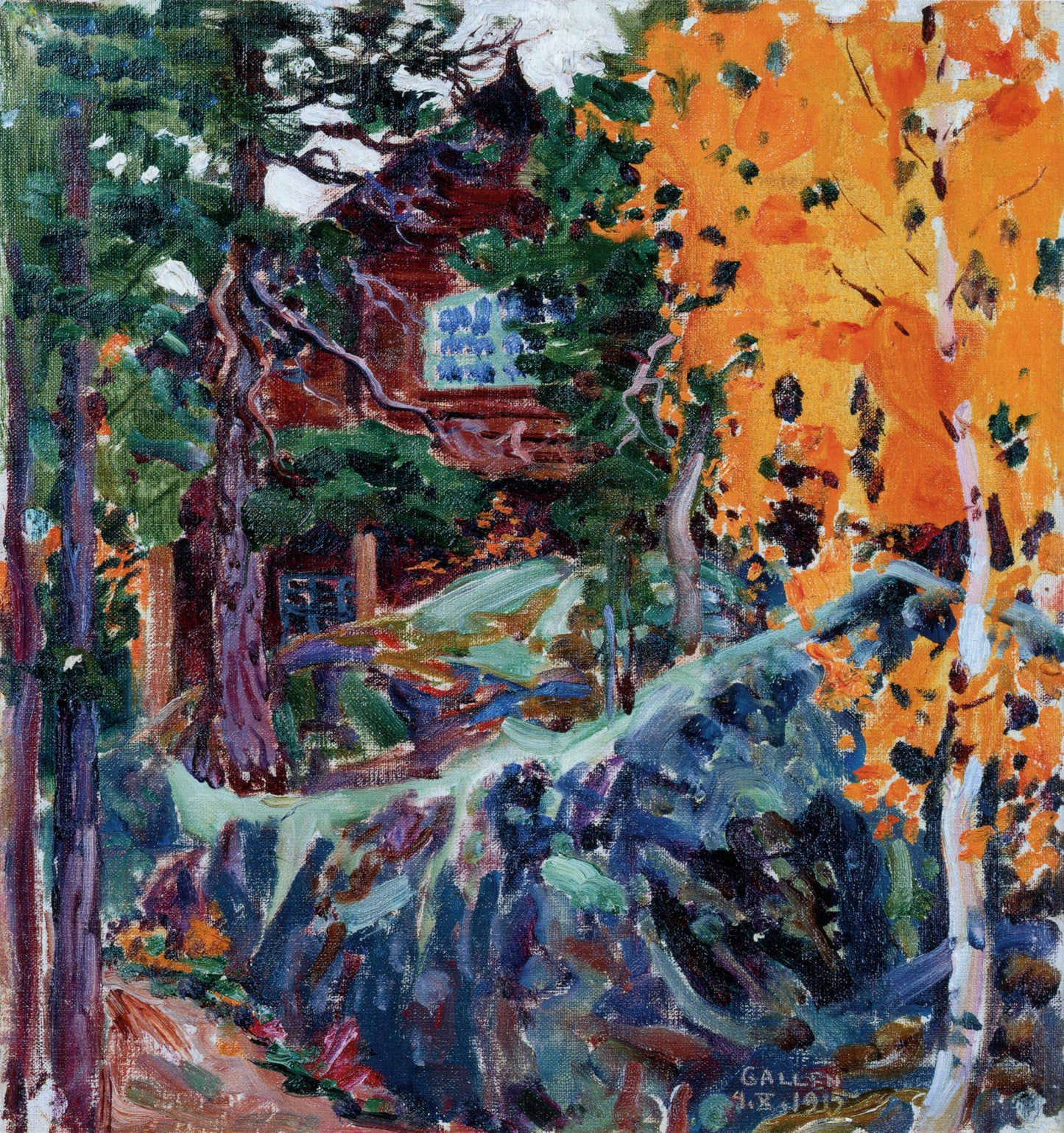 Kalela in Autumn, vintage artwork by Akseli Gallen-Kallela, 12x8" (A4) Poster