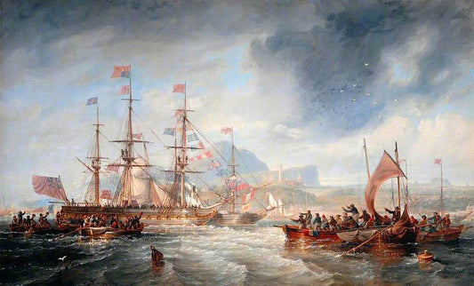 Her Majesty Queen Victoria and Prince Albert, on Board the 'Royal George' Yacht..., vintage artwork by John Wilson Carmichael, A3 (16x12") Poster Print