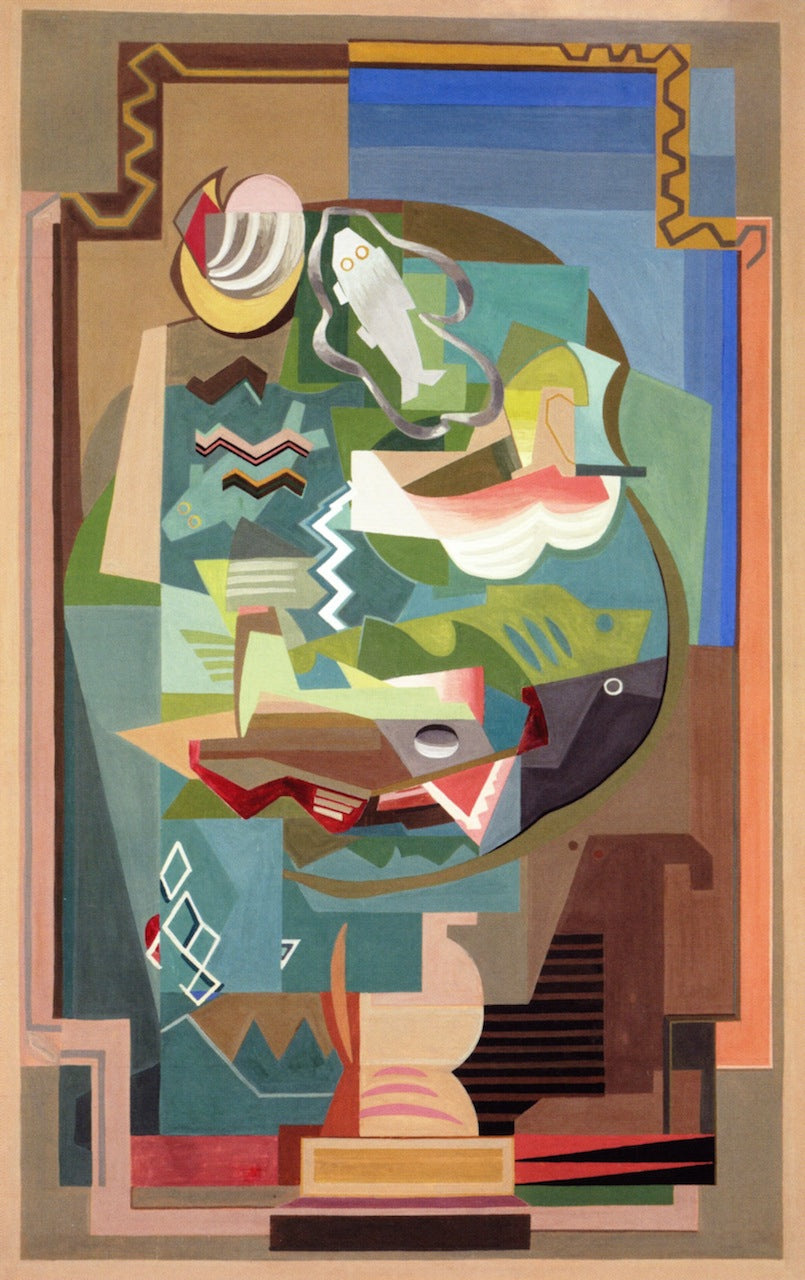 A Table, vintage artwork by Louis Marcoussis, 12x8" (A4) Poster