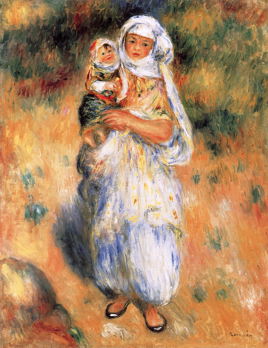 Algerian Woman and Child, vintage artwork by Pierre Auguste Renoir, 12x8" (A4) Poster