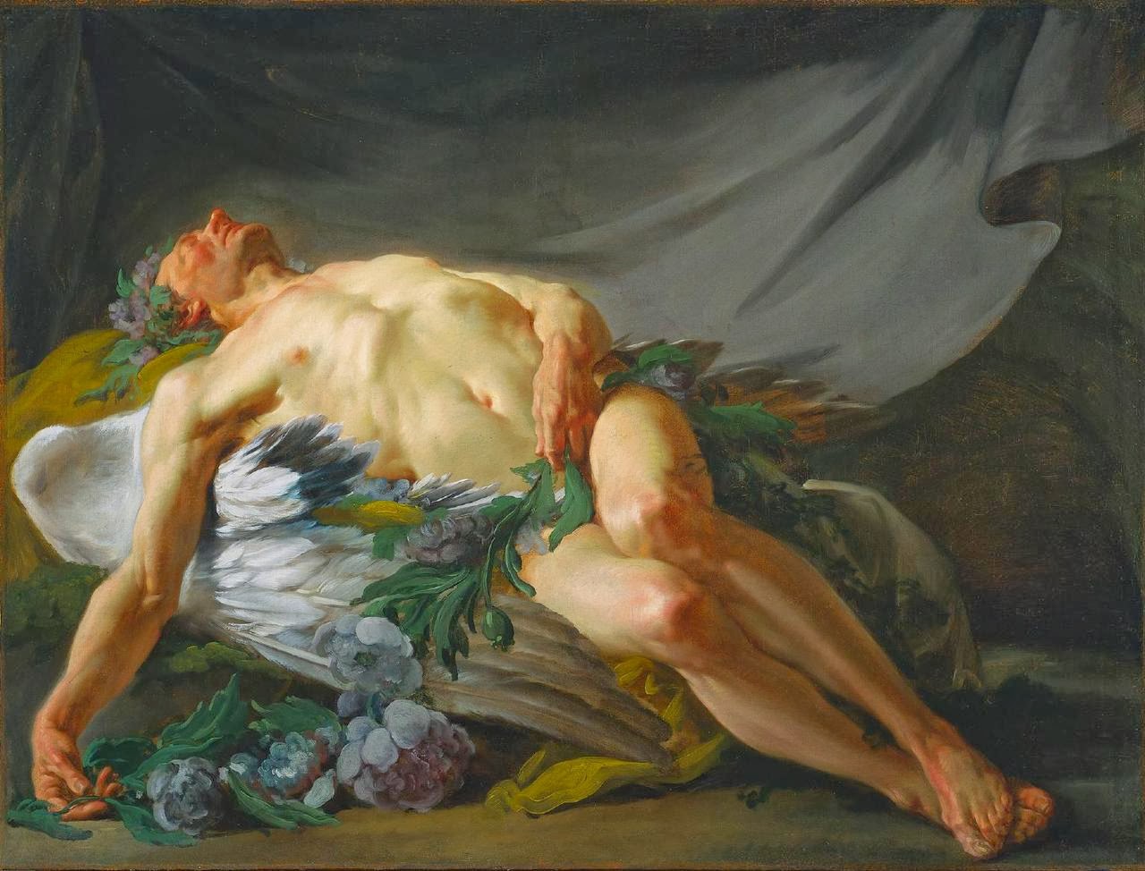 Morpheus Sleeping, vintage artwork by Jean Bernard Restout, 12x8" (A4) Poster