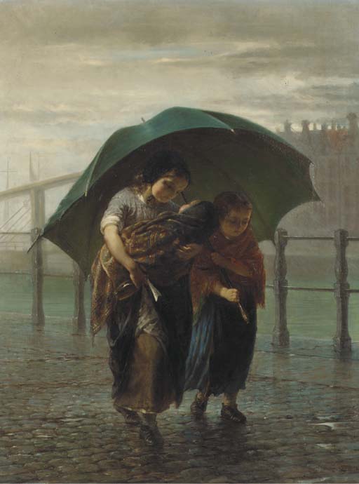 Under a green umbrella, vintage artwork by Hendricus-Jacobus Burgers, 12x8" (A4) Poster