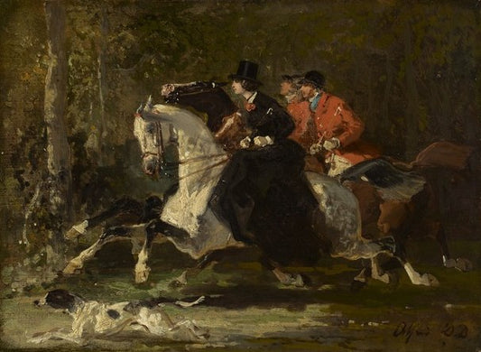 Equestrians, vintage artwork by Alfred de Dreux, A3 (16x12") Poster Print