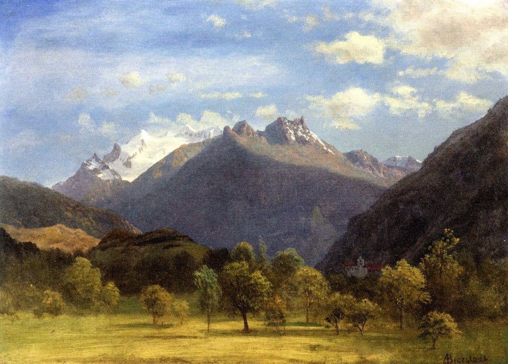 The Alps from Visp, vintage artwork by Albert Bierstadt, 12x8" (A4) Poster