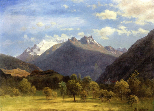 The Alps from Visp, vintage artwork by Albert Bierstadt, 12x8" (A4) Poster