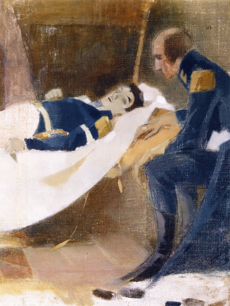 The Death of Wilhelm von Schwerin, vintage artwork by Helene Schjerfbeck, 12x8" (A4) Poster