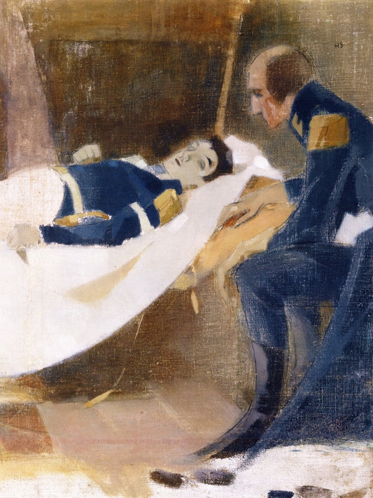 The Death of Wilhelm von Schwerin, vintage artwork by Helene Schjerfbeck, 12x8" (A4) Poster