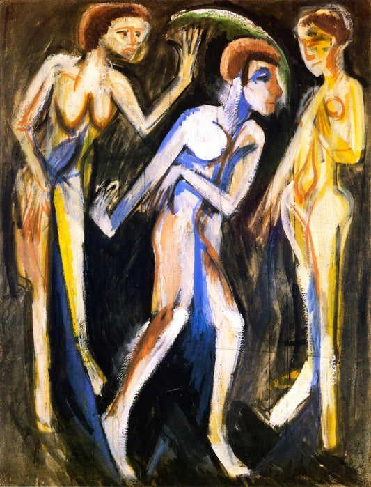 Der Tanz zwischen den Frauen, vintage artwork by Ernst Ludwig Kirchner, 12x8" (A4) Poster