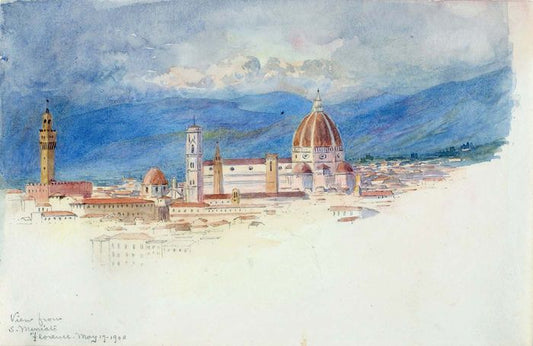View from S. Miniato, Florence, vintage artwork by George Elbert Burr, 12x8" (A4) Poster