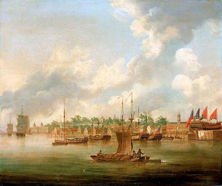 Shipping at Deptford, vintage artwork by Robert Cleveley, 12x8" (A4) Poster