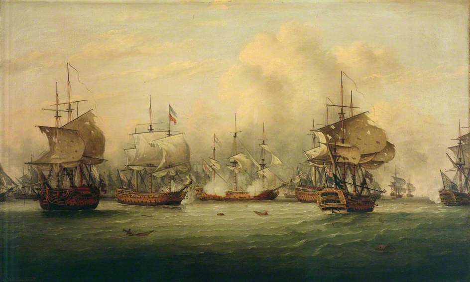 The Battle of the Dogger Bank, 5 August 1781, vintage artwork by Thomas Luny, 12x8" (A4) Poster