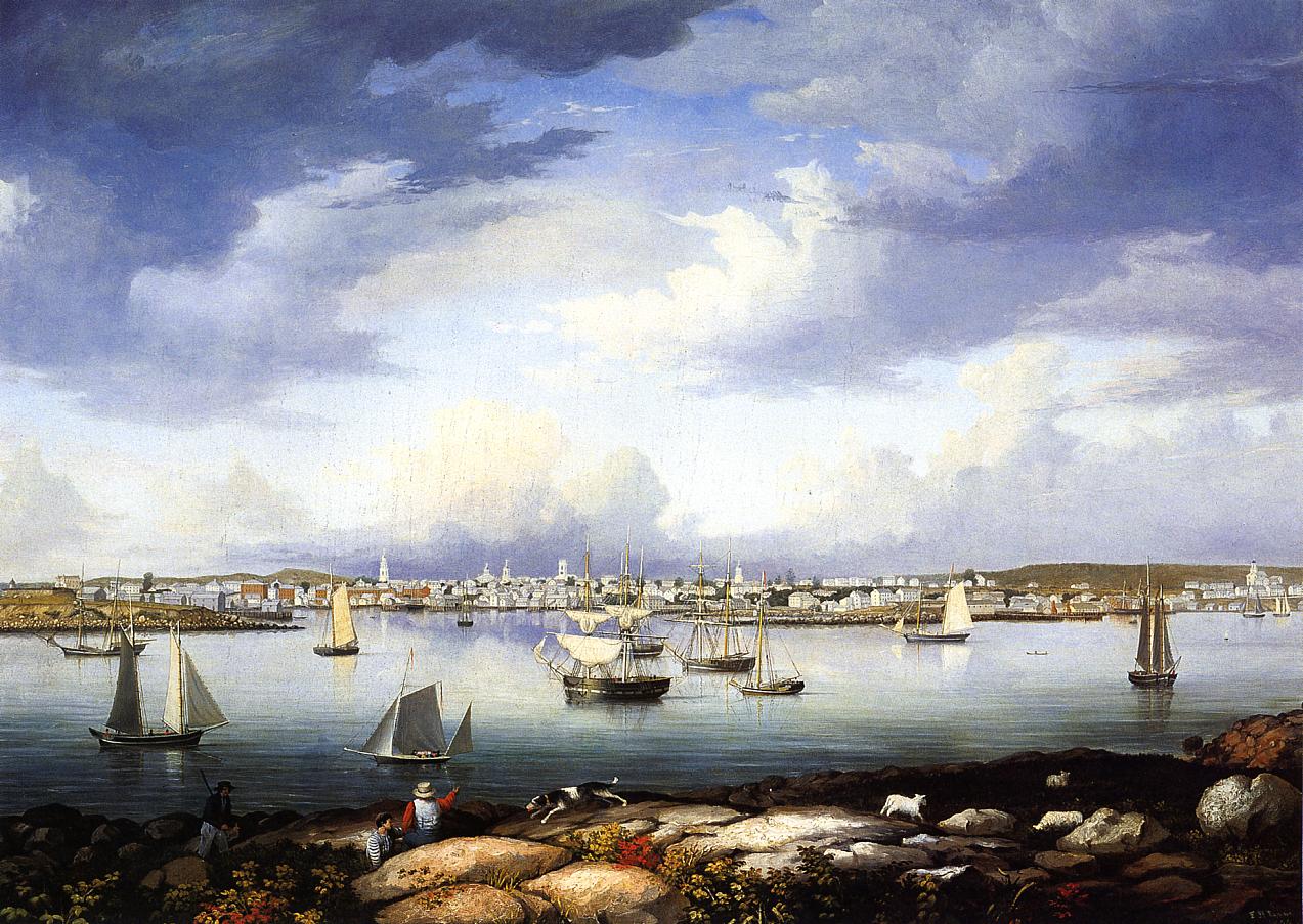 Gloucester from Rocky Neck, vintage artwork by Fitz Henry Lane, A3 (16x12") Poster Print