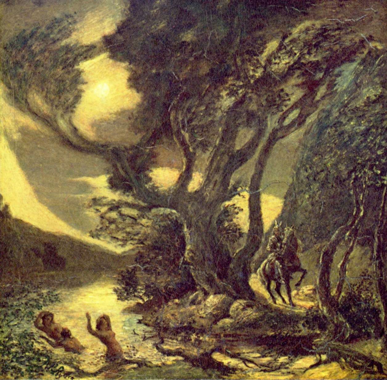 Seigfried and the Rhine Maidens, vintage artwork by Albert Pinkham Ryder, 12x8" (A4) Poster