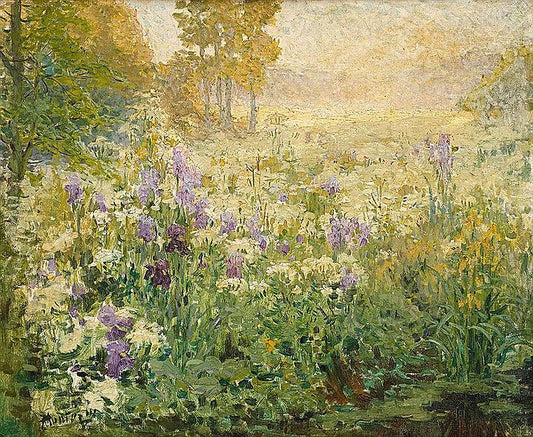 Field of Irises, vintage artwork by Pierre-Eugène Montezin, 12x8" (A4) Poster