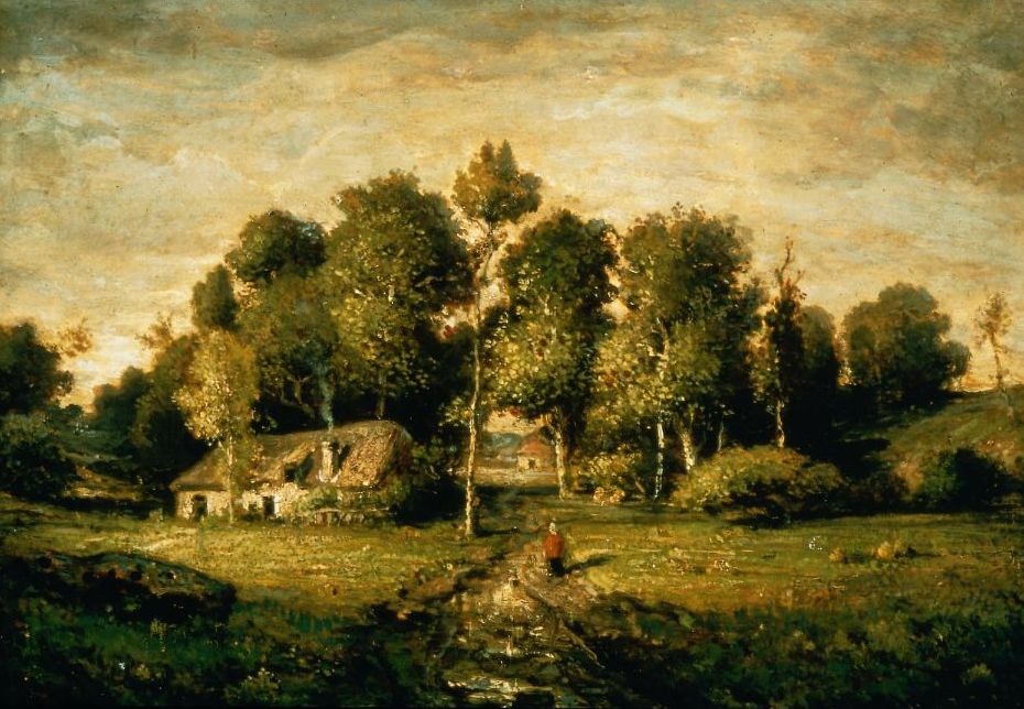 Cottage in a Clump of Trees, vintage artwork by Theodore Rousseau, A3 (16x12") Poster Print