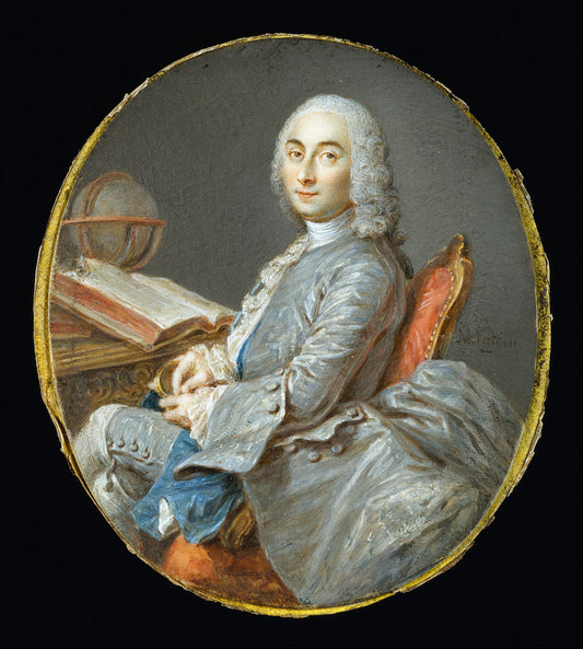 Miniature Portrait of Cesar François Cassini de Thury, vintage artwork by Jean-Marc Nattier, 12x8" (A4) Poster