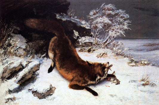 Fox in the Snow, vintage artwork by Gustave Courbet, A3 (16x12") Poster Print