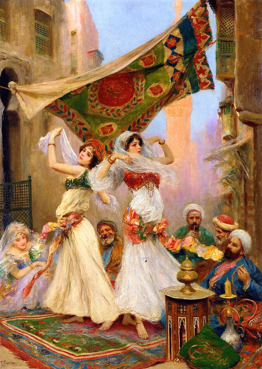 The Harem Dancers, vintage artwork by Fabio Fabbi, 12x8" (A4) Poster