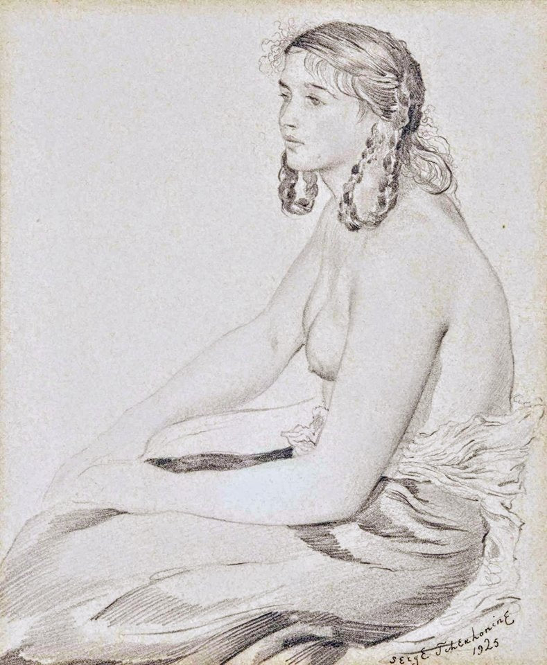 Seated nude by Sergei Chekhonin,16x12(A3) Poster