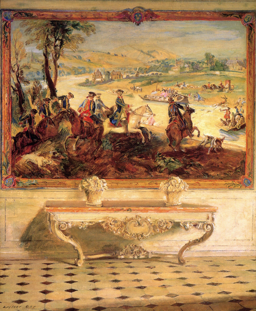 e Louis XV Tapestry, Château de Fontainebleau by Walter Gay,A3(16x12")Poster
