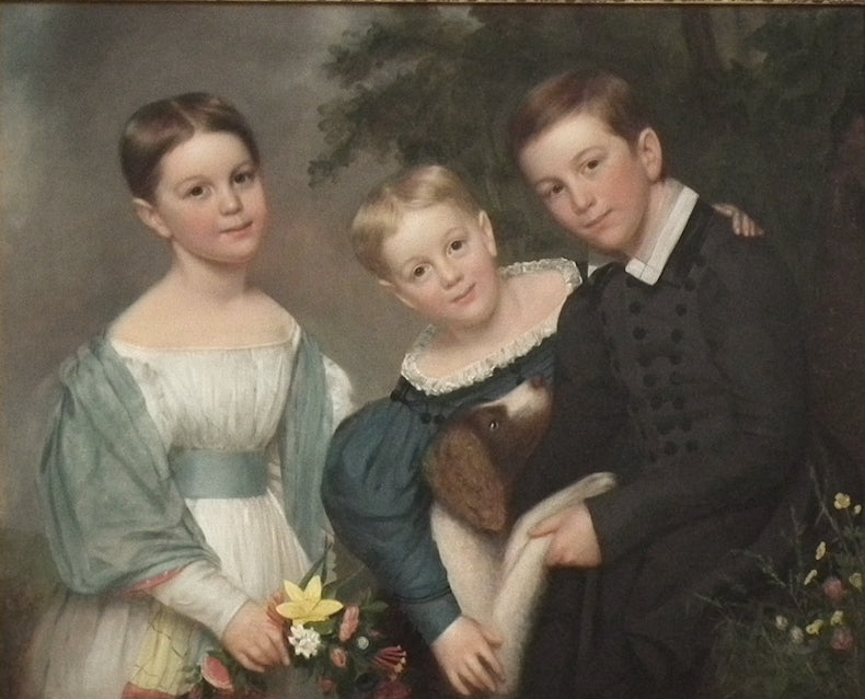 Portrait of Ellen, Edward and Charles Dodge, vintage artwork by Charles Osgood, A3 (16x12") Poster Print