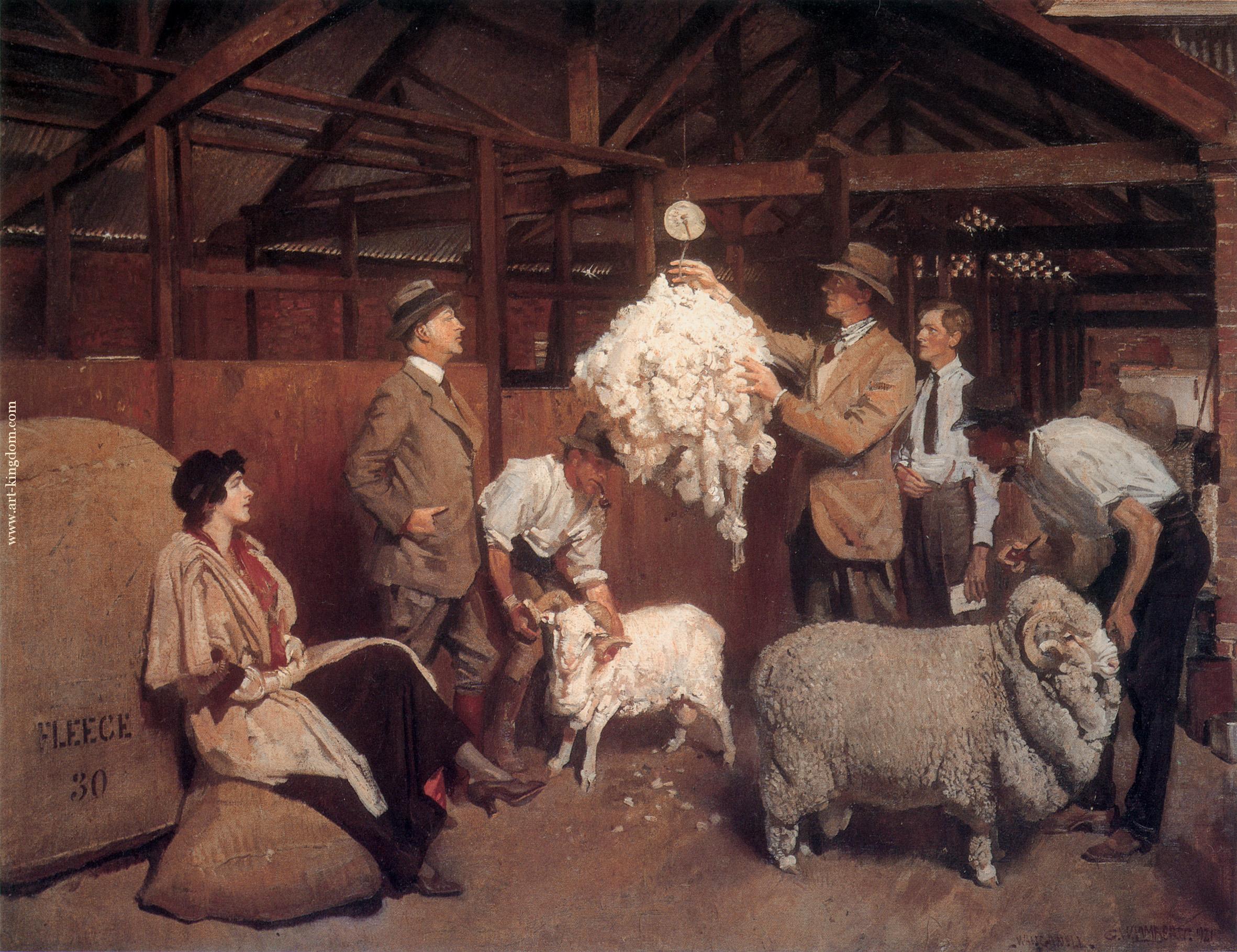 Weighing the Fleece by George W. Lambert,16x12(A3) Poster