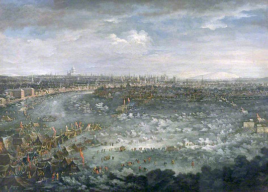 The Thames during the Great Frost of 1739, vintage artwork by Jan Griffier II, 12x8" (A4) Poster