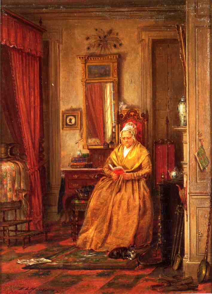 At Home with a Good Book, vintage artwork by Edward Lamson Henry, 12x8" (A4) Poster