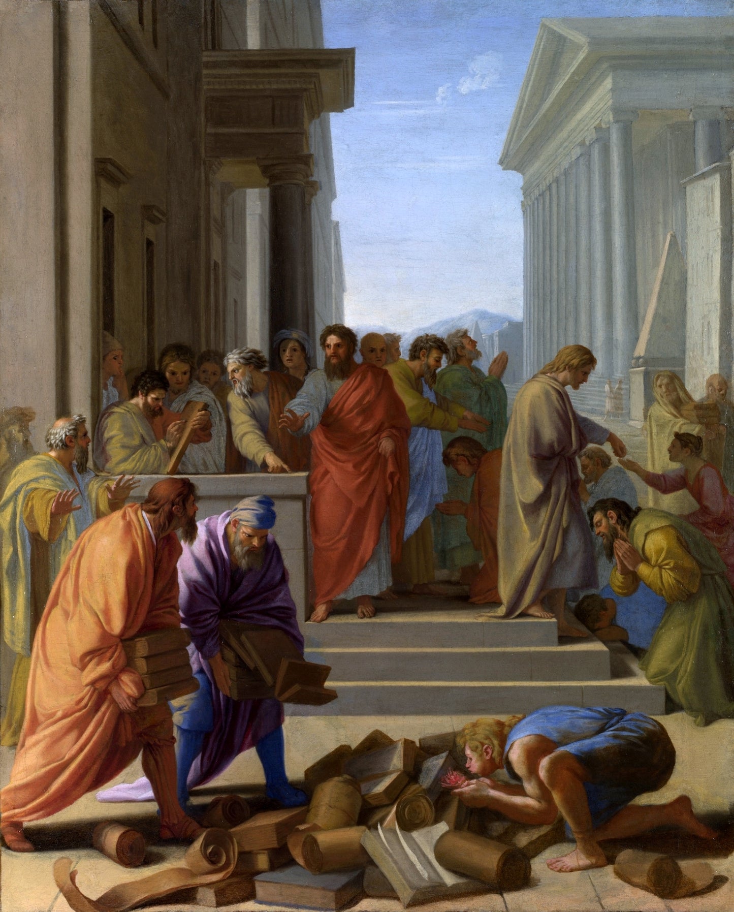 Saint Paul Preaching at Ephesus, vintage artwork by Eustache Le Sueur, 12x8" (A4) Poster