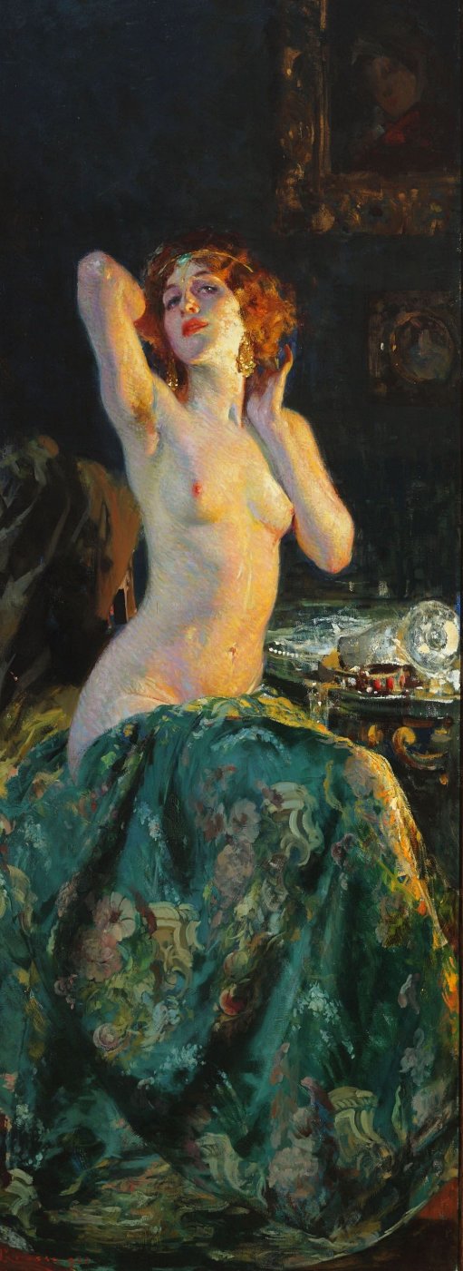 Allo specchio, vintage artwork by Giacomo Grosso, 12x8" (A4) Poster
