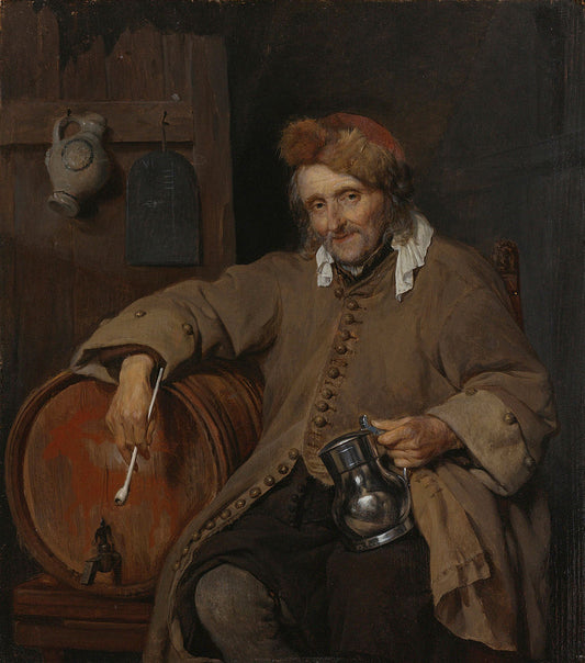 The Old Drinker, vintage artwork by Gabriël Metsu, 12x8" (A4) Poster