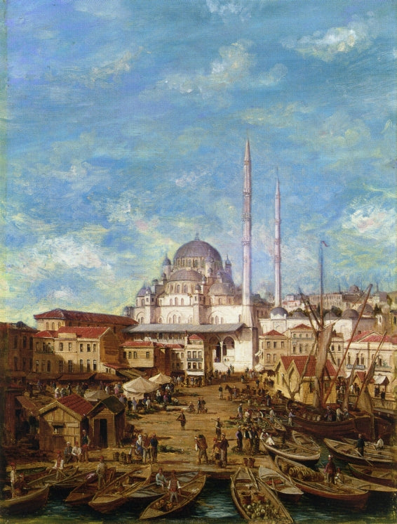 Yeni Cami, Constantinople, vintage artwork by Robert Charles Gustave Laurens Mols, 12x8" (A4) Poster