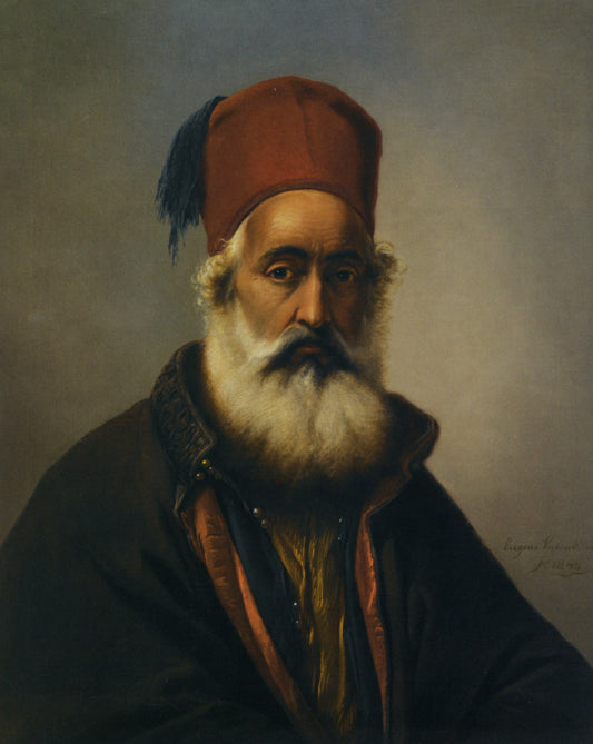Portrait of a Dignitary, Possibly Ibrahim Pacha, vintage artwork by Eugene Verboeckhoven, A3 (16x12") Poster Print