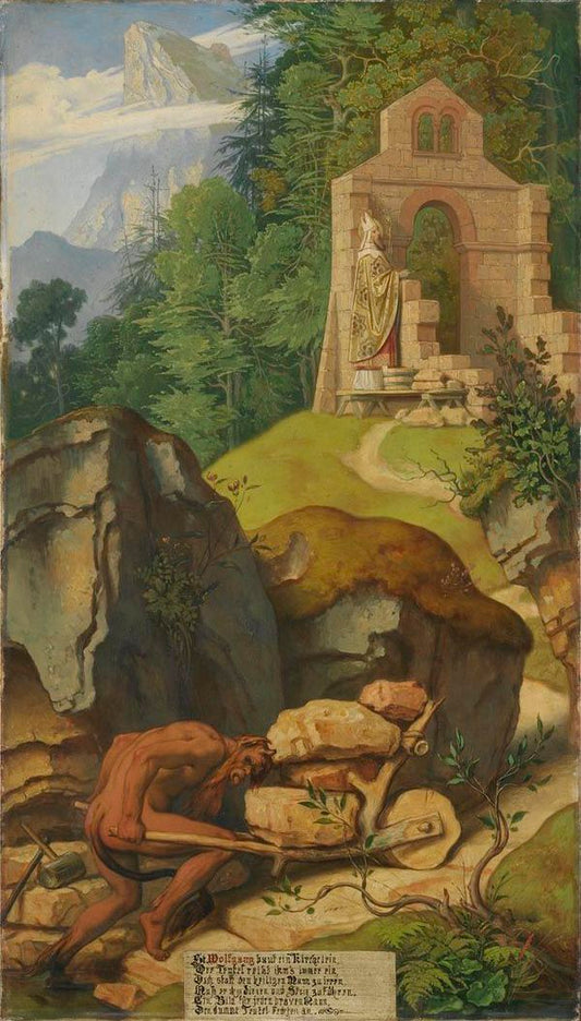 Legend of the Bishop and the Devil, vintage artwork by Moritz von Schwind, A3 (16x12") Poster Print