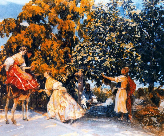 La paella, vintage artwork by Jose Mongrell Torrent, 12x8" (A4) Poster