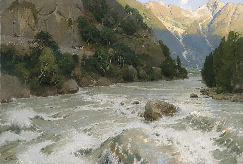 Entry to the Ötzthal Vally in Tyrol, vintage artwork by Carl Julius Emil Ludwig, 12x8" (A4) Poster