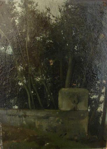 Fountain in the Villa Medici, Rome, vintage artwork by Jean-Jacques Henner, 12x8" (A4) Poster
