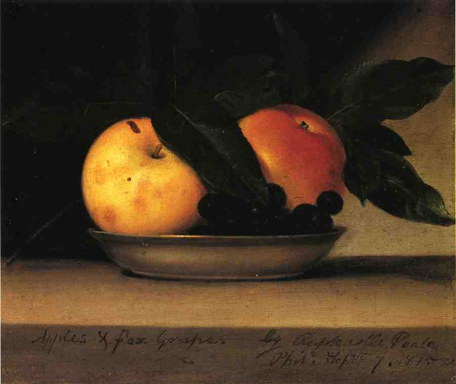 Apples and Fox Grapes, vintage artwork by Raphaelle Peale, 12x8" (A4) Poster