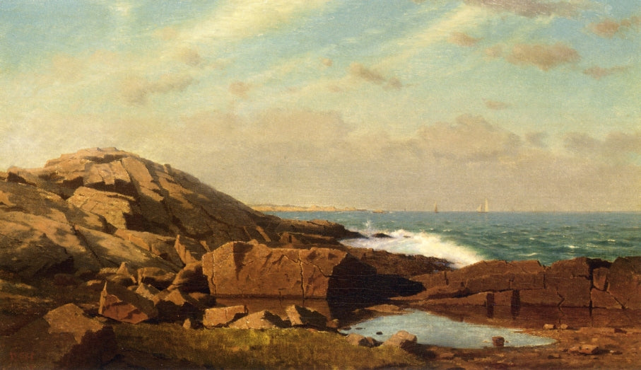 Indian Rock, Narragansett, Rhode Island, vintage artwork by William Stanley Haseltine, 12x8" (A4) Poster