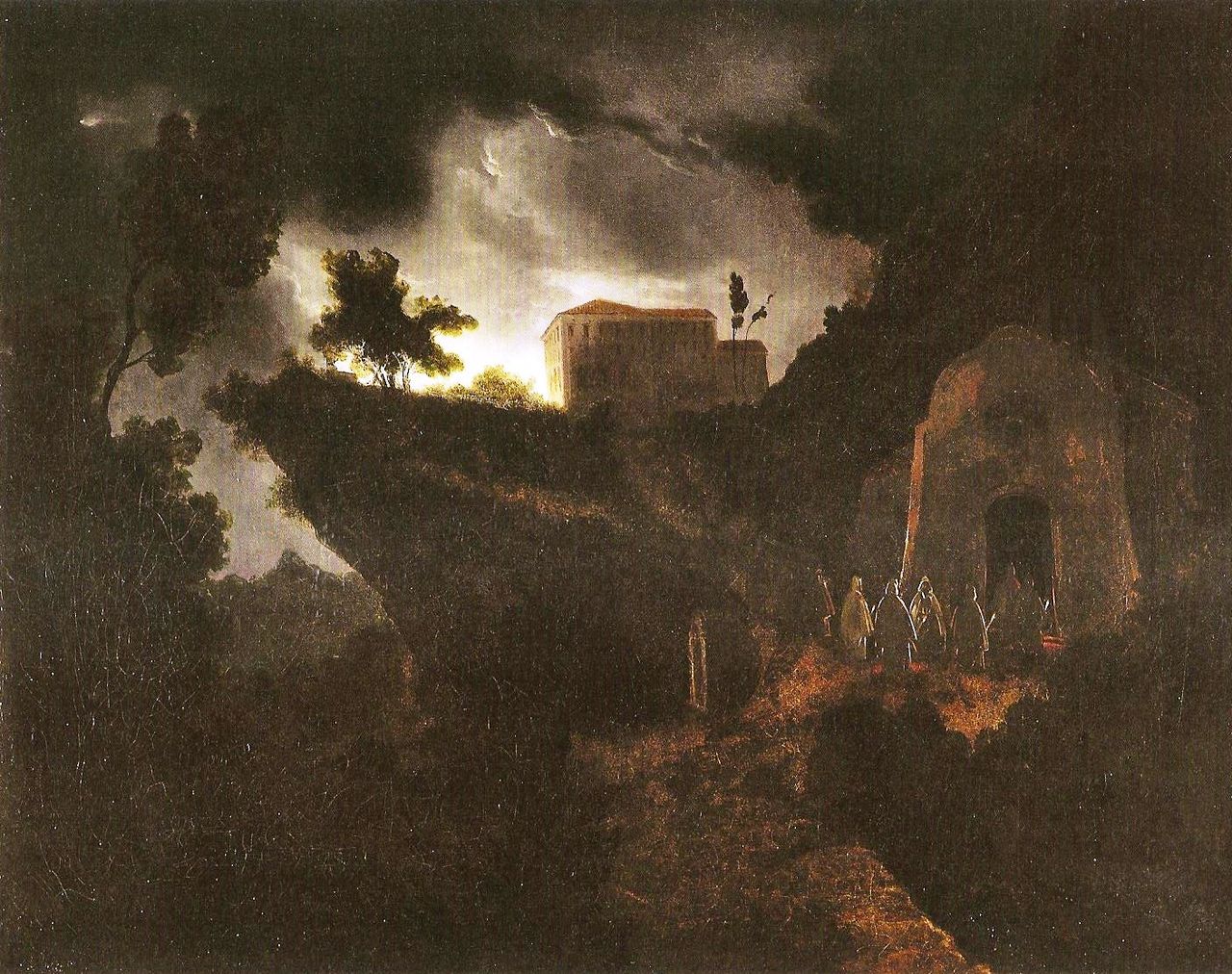 Heimkehr der Mönche ins Kloster, vintage artwork by Carl Gustav Carus, A3 (16x12") Poster Print