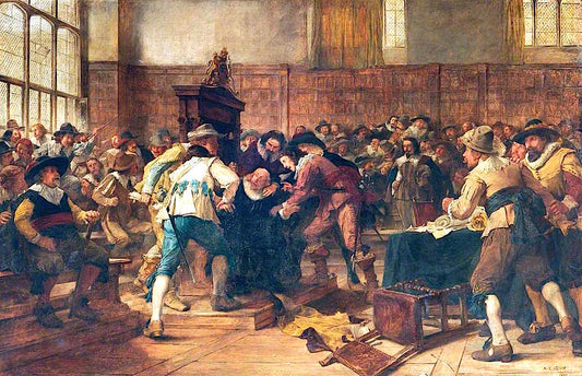 The Tumult in the House of Commons, 2nd March 1629, vintage artwork by Andrew Carrick Gow, 12x8" (A4) Poster