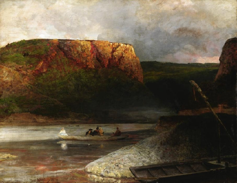 Evening Mood at the Lorelei, vintage artwork by Oswald Achenbach, 12x8" (A4) Poster