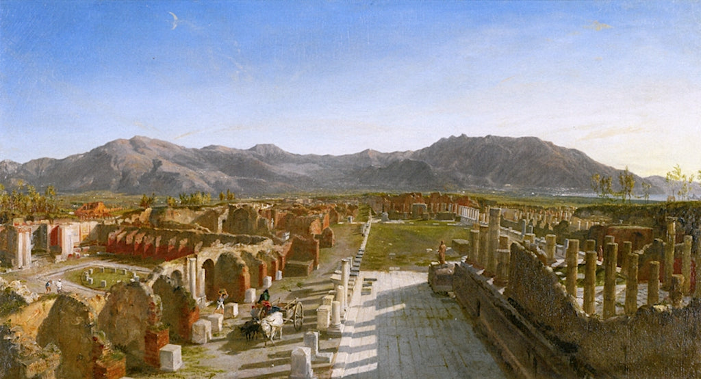 General View of the Forum of Pompeii from the Triumphal Arch, vintage artwork by William Parrott, A3 (16x12") Poster Print
