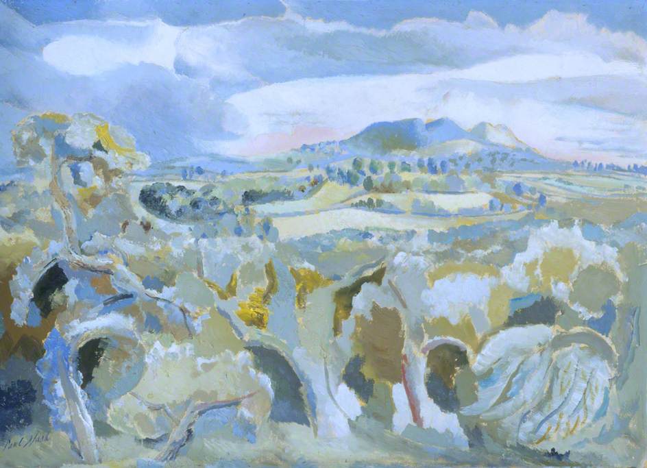 Landscape of the Malvern Distance, vintage artwork by Paul Nash, 12x8" (A4) Poster