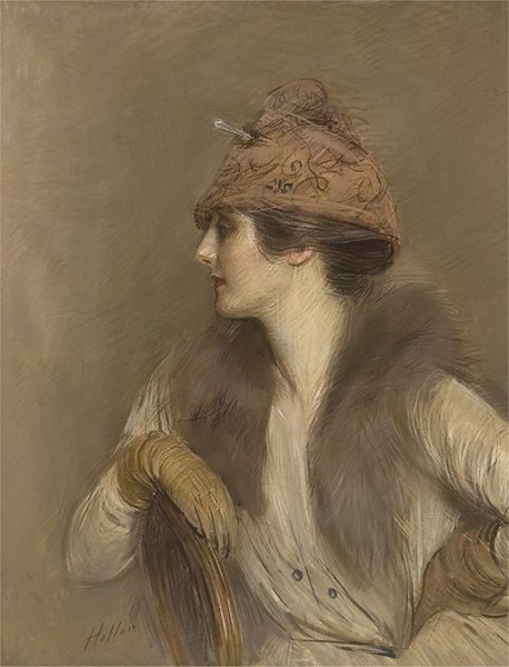 Portrait of Jeanne Toussaint, vintage artwork by Paul Cesar Helleu, 12x8" (A4) Poster