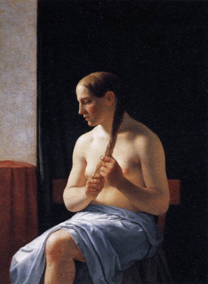Seated Nude Model, vintage artwork by Christoffer Wilhelm Eckersberg, 12x8" (A4) Poster