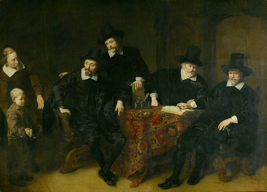 The Governors of the Leprozenhuis in Amsterdam, vintage artwork by Ferdinand Bol, 12x8" (A4) Poster