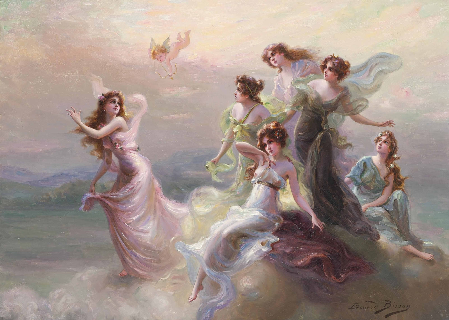 The dance of the nymphs by Edouard Bisson,A3(16x12")Poster